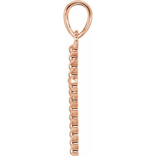 14K Rose Beaded Cross Pendant