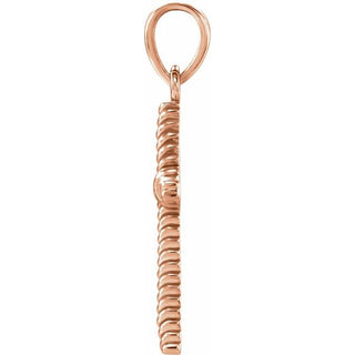 14K Rose 13.5x8.6 mm Rope Cross Pendant  