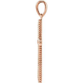 14K Rose 25.4x16.2 mm Rope Cross Pendant  