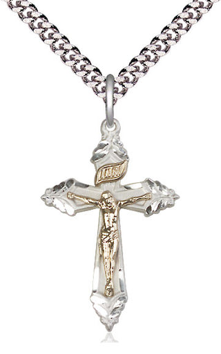 Two-Tone GF/SS Crucifix Medal Catholic Jewelry