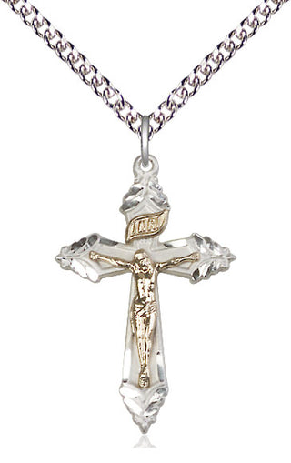 Two-Tone GF/SS Crucifix Medal Catholic Jewelry