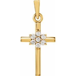 14K Yellow .06 CTW Natural Diamond Cross Pendant
