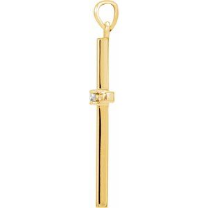 14K Yellow .03 CT Natural Diamond Cross Pendant