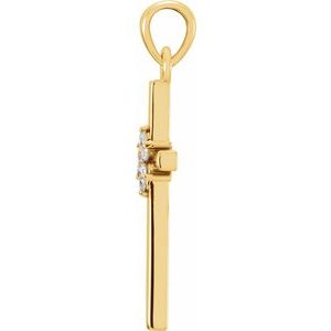 14K Yellow .06 CTW Natural Diamond Cross Pendant