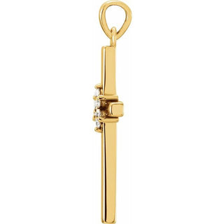 14K Yellow 1/10 CTW Natural Diamond Cross Pendant