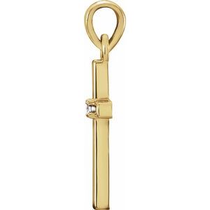 14K Yellow .01 CT Natural Diamond Cross Pendant