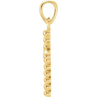 14K Yellow Beaded Cross Pendant