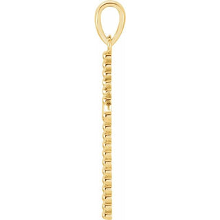 14K Yellow Beaded Cross Pendant