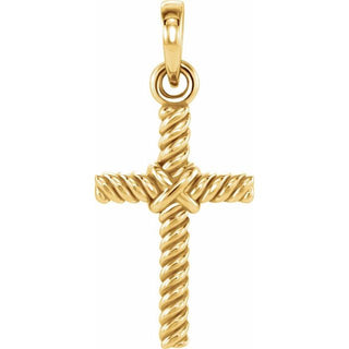 14K Yellow 13.5x8.6 mm Rope Cross Pendant  
