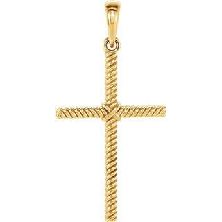 14K Yellow 25.4x16.2 mm Rope Cross Pendant  