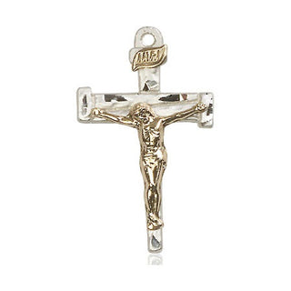 Two-Tone GF/SS Nail Crucifix Medal Catholic Jewelry