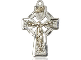 Two-Tone GF/SS Celtic Crucifix Medal Catholic Jewelry