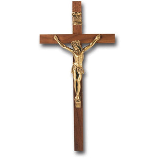 10" Walnut Cross With Museum Gold Corpus