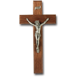 10" Walnut Cross With Fine Pewter Corpus