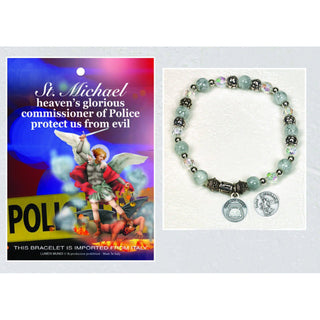 4-pack - Police / St Michael - Italian Stretch Bracelet with Prayer Card