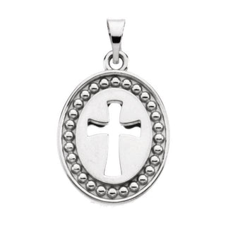 14K White 16x13.5 mm Beyond the Crossâ¢ Reversible Cross & Dove Pendant 