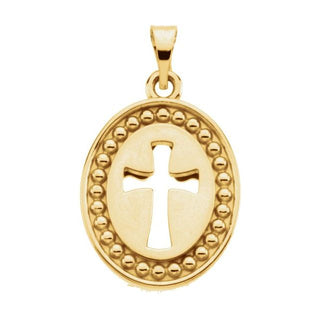 14K Yellow 16x13.5 mm Beyond the Crossâ¢ Reversible Cross & Dove Pendant 