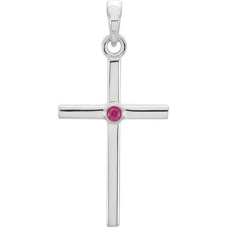 Platinum Natural Ruby Cross Pendant