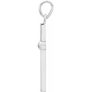 14K White Natural Ruby Cross Pendant