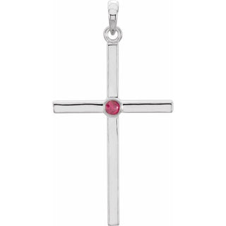 Platinum Natural Ruby Cross Pendant
