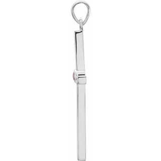 14K White Natural Ruby Cross Pendant