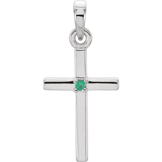 Platinum Natural Emerald Cross Pendant