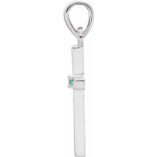 Platinum Natural Emerald Cross Pendant