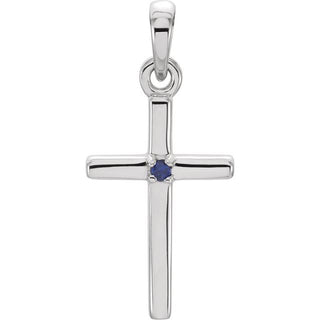 Platinum Natural Blue Sapphire Cross Pendant