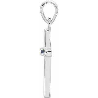 Platinum Natural Blue Sapphire Cross Pendant