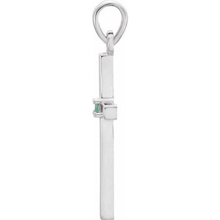 Platinum Natural Emerald Cross Pendant
