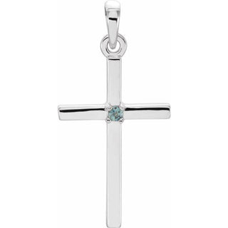 14K White Natural Alexandrite Cross Pendant