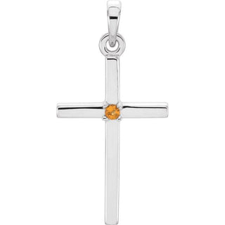 Platinum Natural Citrine Cross Pendant