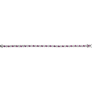 14K White Lab-Grown Ruby & 1/10 CTW Natural Diamond Line 7" Bracelet