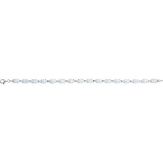 14K White Lab-Grown White Opal Line 7" Bracelet