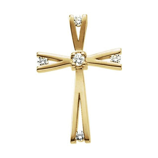14K Yellow .07 CTW Natural Diamond Cross Pendant 