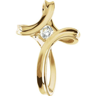 14K Yellow 1/5 CT Natural Diamond Cross Pendant