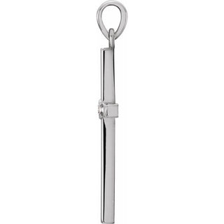 14K White .02 CT Natural Diamond Cross Pendant