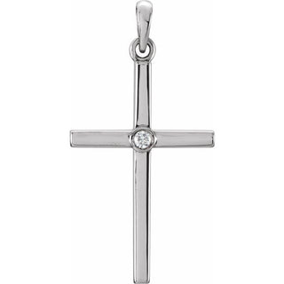 Platinum .02 CT Natural Diamond Cross Pendant