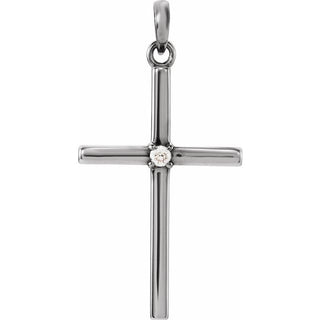 Platinum .02 CT Natural Diamond Cross Pendant