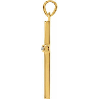 14K Yellow .02 CT Natural Diamond Cross Pendant