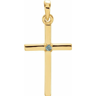 14K Yellow Natural Alexandrite Cross Pendant