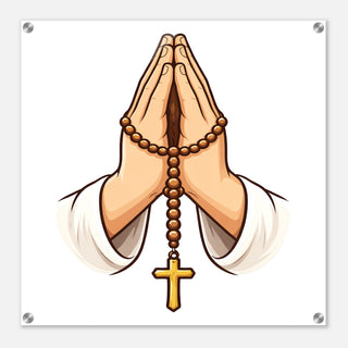 Praying Hands with Rosary Acrylic Wall Plaque