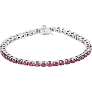 Platinum Natural Ruby Line 7" Bracelet