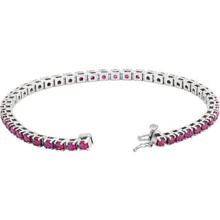 Platinum Natural Ruby Line 7" Bracelet