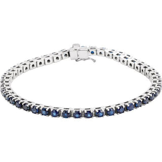 14K White Lab-Grown Blue Sapphire Line 7" Bracelet