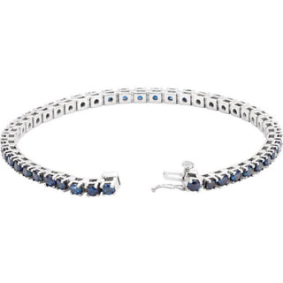 Platinum Natural Blue Sapphire Line 7" Bracelet