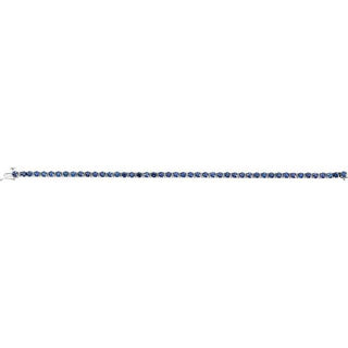 14K White Natural Blue Sapphire Line 7" Bracelet