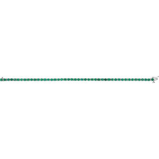 14K White Lab-Grown Emerald Line 7" Bracelet