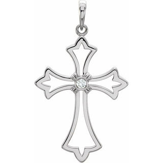 Platinum .03 CT Natural Diamond Cross Pendant