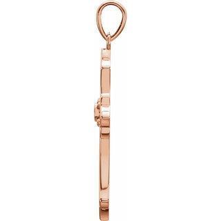 14K Rose .03 CT Natural Diamond Cross Pendant